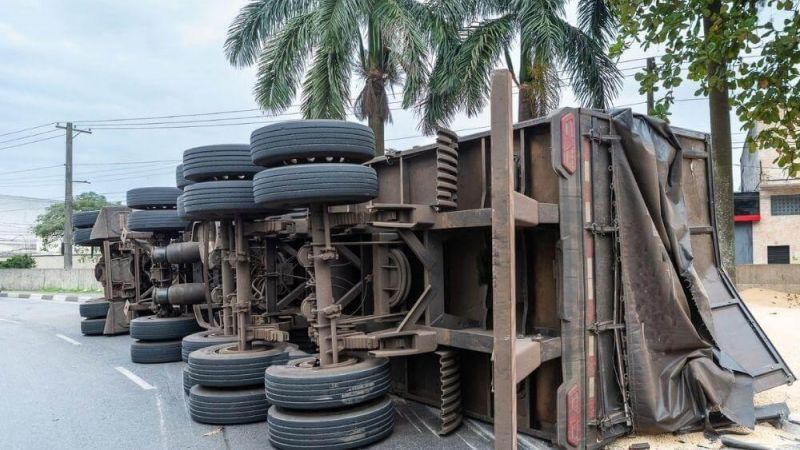 Roadside tires from truck accident