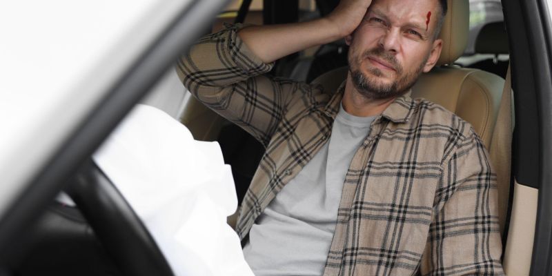 Stressed man sitting in a car