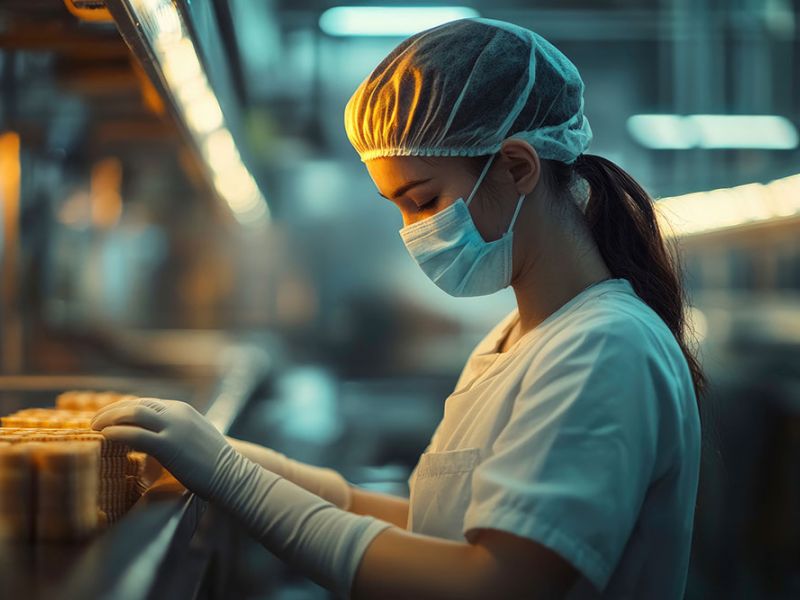 Defective Medical Devices on assembly line, emphasizing hygiene and quality control.