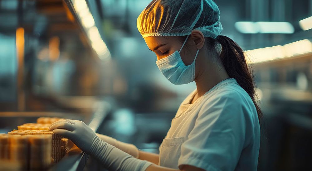 Defective Medical Devices on assembly line, emphasizing hygiene and quality control.