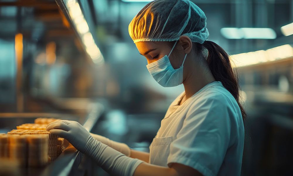 Defective Medical Devices on assembly line, emphasizing hygiene and quality control.